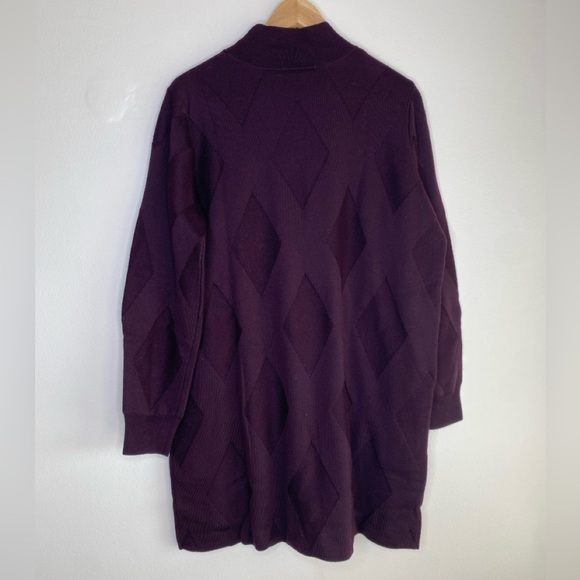 COS high neck jacquard dress pure wool mock neck tunic sweater purple diamond - Picture 5 of 5